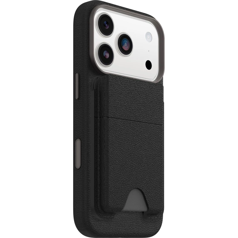 OtterBox Symmetry Cactus Leather Wallet for MagSafe, Soft-Touch Wallet with 2-3 Slots for Cards, Strong Magnetic Alignment and Attachment with MagSafe, Compatbile with iPhone, Black