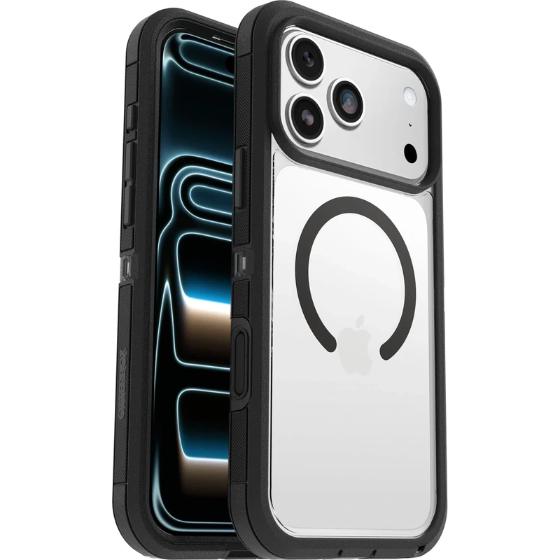 OtterBox Defender Series Pro XT Clear MagSafe Case for iPhone 17 Pro Max, Shockproof, Drop proof, Ultra-Rugged, Protective Case, 7x Tested to Military Standard, Clear/Black, Non-Retail Packaging