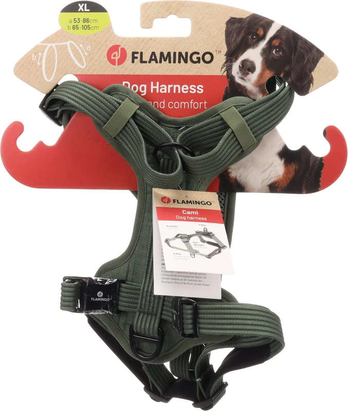 Dog Harness Cami Green XL 53-86cm 65-105cm 25mm