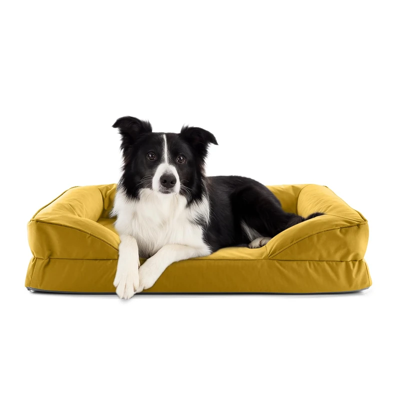 Lumaland Orthopaedic Dog Bed Outdoor & Indoor Ergonomic Dog Sofa 90 x 65 cm Ideal for Medium Dogs Non-Slip Floor Filling and Cover Washable Dog Basket Waterproof