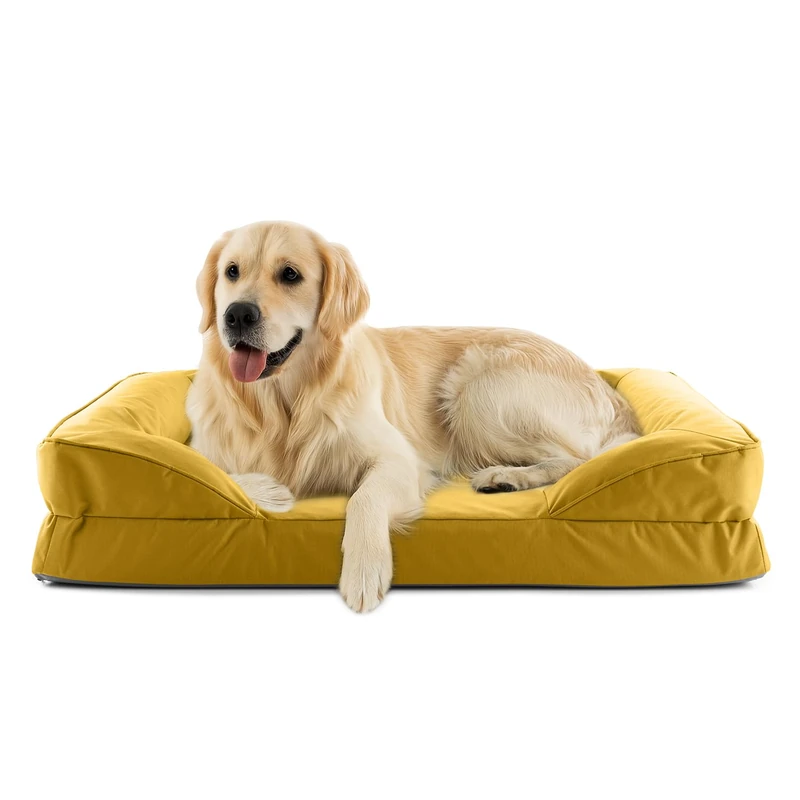 Lumaland Orthopaedic Dog Bed Outdoor & Indoor Ergonomic Dog Sofa 110 x 75 cm Ideal for Large Dogs Non-Slip Floor Filling and Cover Washable Dog Basket Waterproof