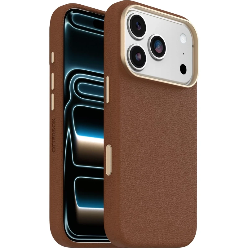 OtterBox Symmetry Series Cactus Leather MagSafe Case for iPhone 17 Pro, Shockproof, Drop proof, Protective Thin Case, 3x Tested to Military Standard, Brown