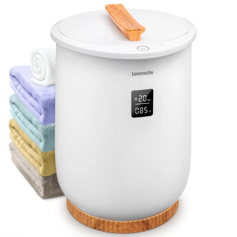 SereneLife Towel Warmer Bucket, 20L Electric Towel Heater and Blanket Warmer for 2 Large Towels, Digital Display, Adjustable Timer (20–90 min), Best for Bathroom, Spa, Facial, Home Use
