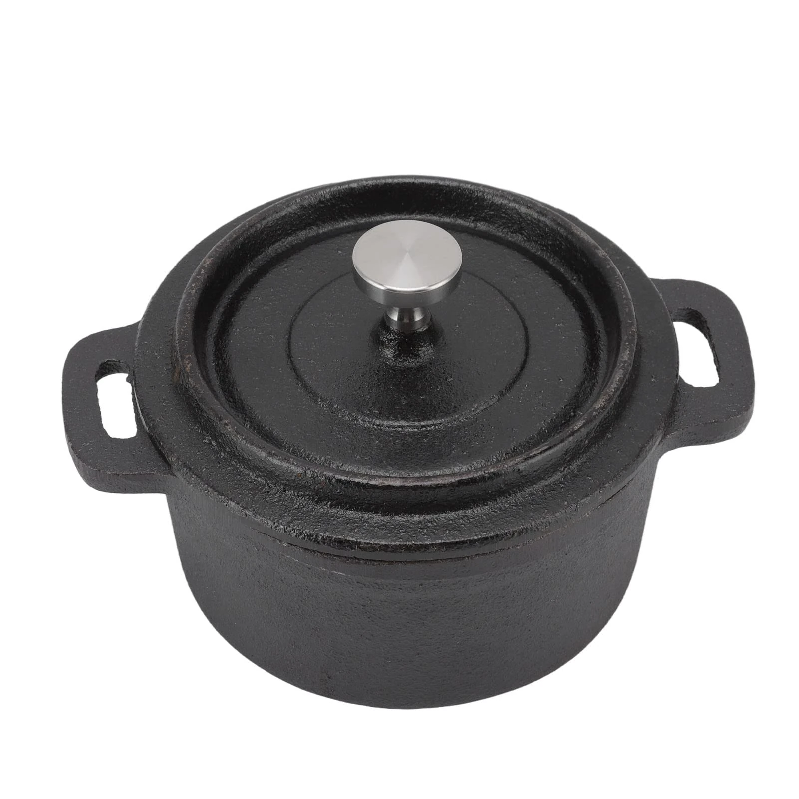 Luqeeg Dutch Oven Pot with Lid & Dual Handles, Multifunctional Pre Seasoned Cast Iron Skillet Cookware Cooking Pot for Bread Baking Stewing Frying Induction, Heat Distribution (10CM)