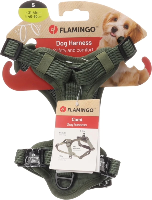 Dog Harness Cami Green S 31-49cm 40-60cm 20mm