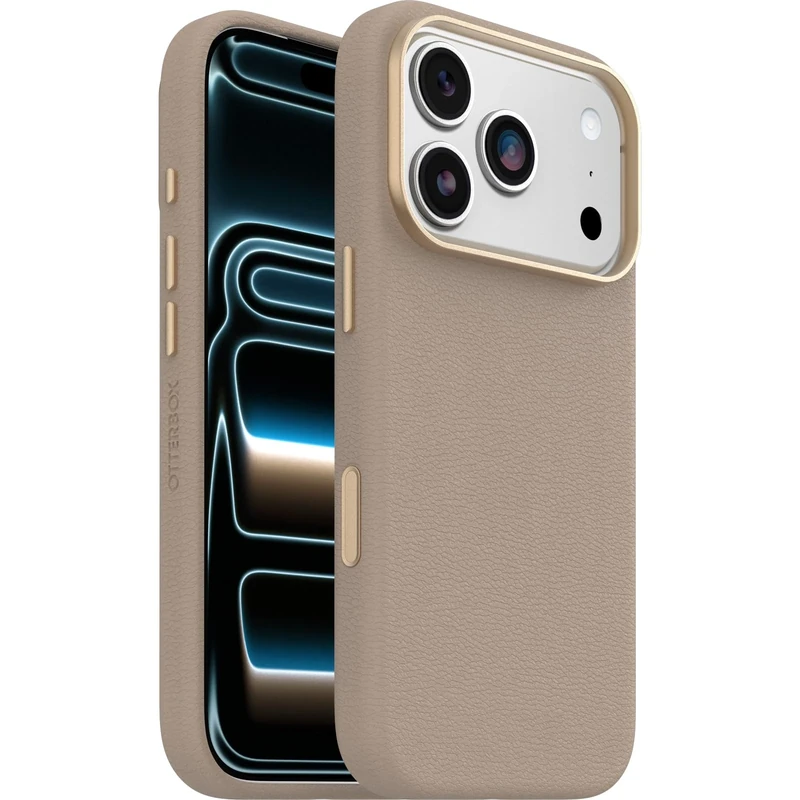 OtterBox Symmetry Series Cactus Leather MagSafe Case for iPhone 17 Pro, Shockproof, Drop proof, Protective Thin Case, 3x Tested to Military Standard, Grey