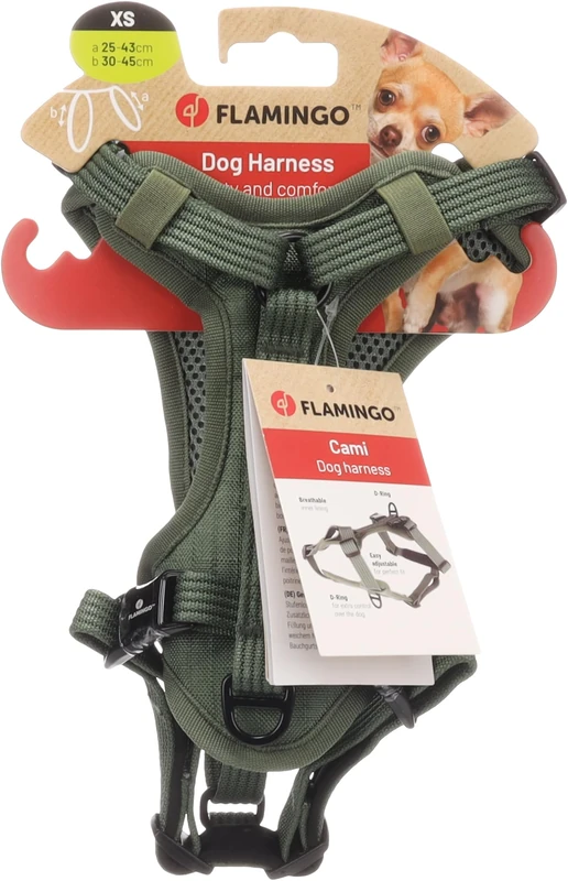 Dog Harness Cami Green XS 25-43cm 30-45cm 15mm