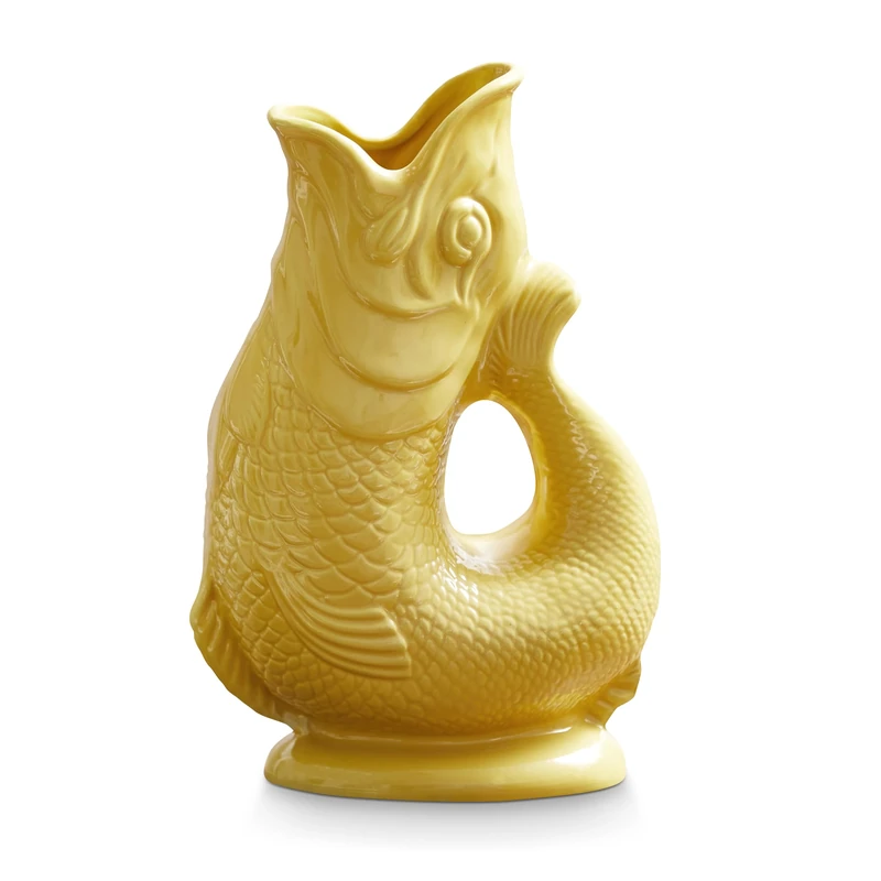 Wade Fish Jug, Handcrafted in Stoke-on-Trent England, Award-Winning Iconic UK Heritage Brand, English Earthenware, 1.2L, Yellow