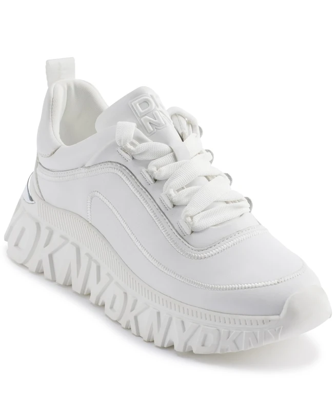 DKNY, Women's Lacombe Lacombe Lace Up Trainers, White, 40