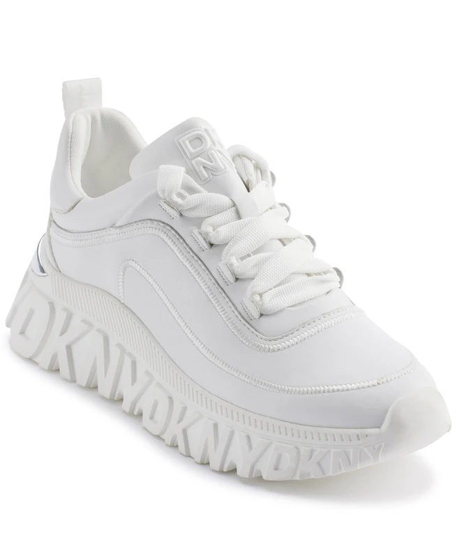 DKNY Women's Lacombe-Lace Up Sneaker, White, 7 UK