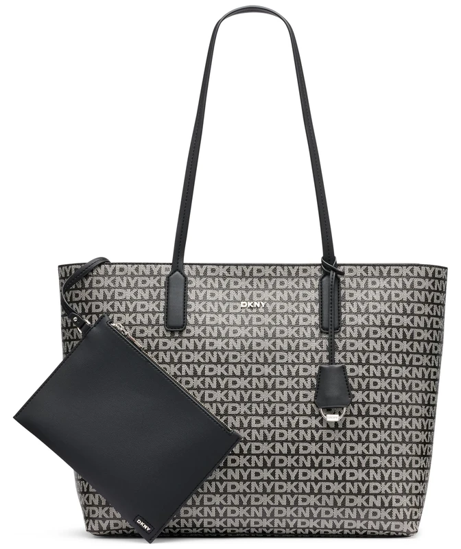 DKNY Women's Saige EW Top Zip Tote Bag - Black Logo