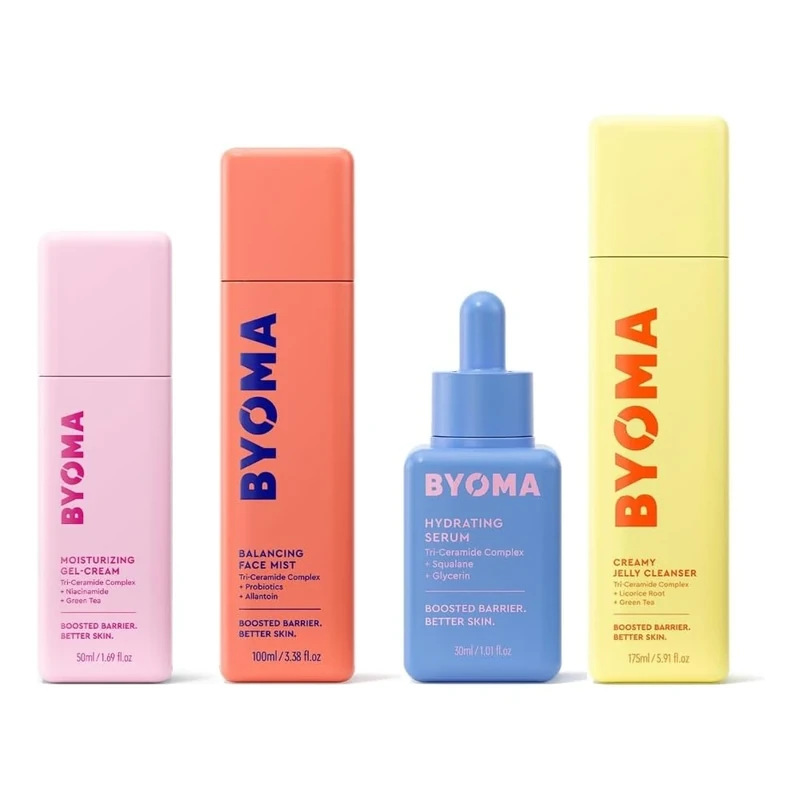 BYOMA Back to Basics Routine, Moisturising Gel Cream (50ml), Creamy Jelly Cleanser (175ml), Hydrating Serum (30ml) and Balancing Face Mist (100ml), Barrier Repair for All Skin Types