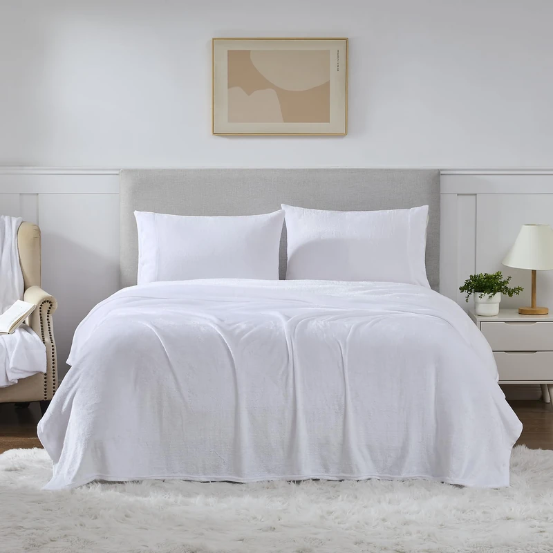 Fleece Sheets Queen Size – Deep Pocket Bedding Toasty Warm Microfleece Bed Sheets for Cold Weather Fall/Winter Comfort – Micro Fleece Fitted Sheet, Flat Sheet & Pillowcases