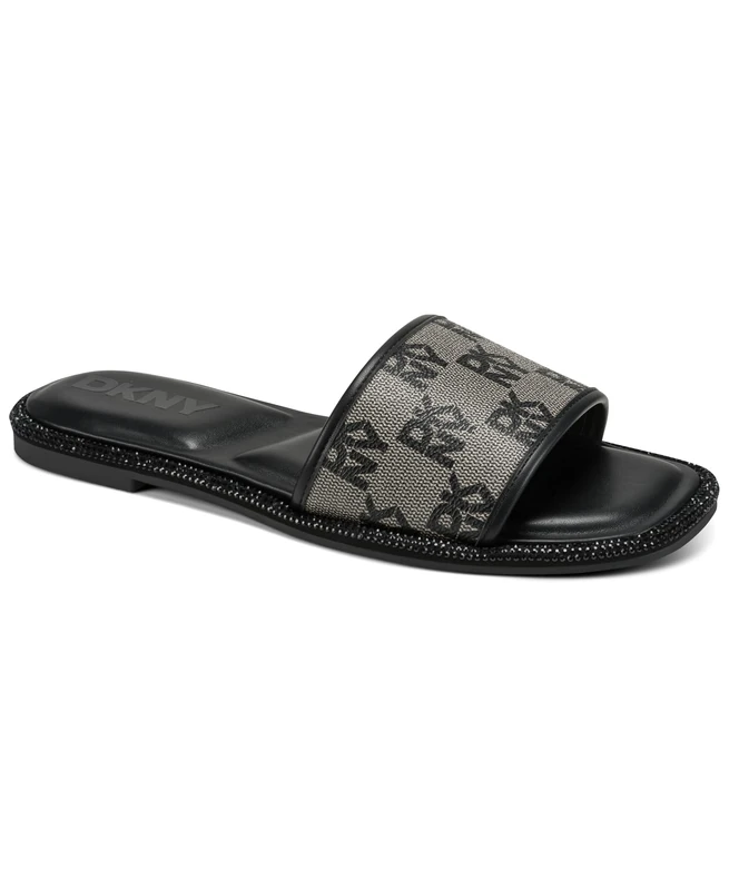 DKNY Women's Badin-Flat Slide 5mm Sandal, Black, 6 UK