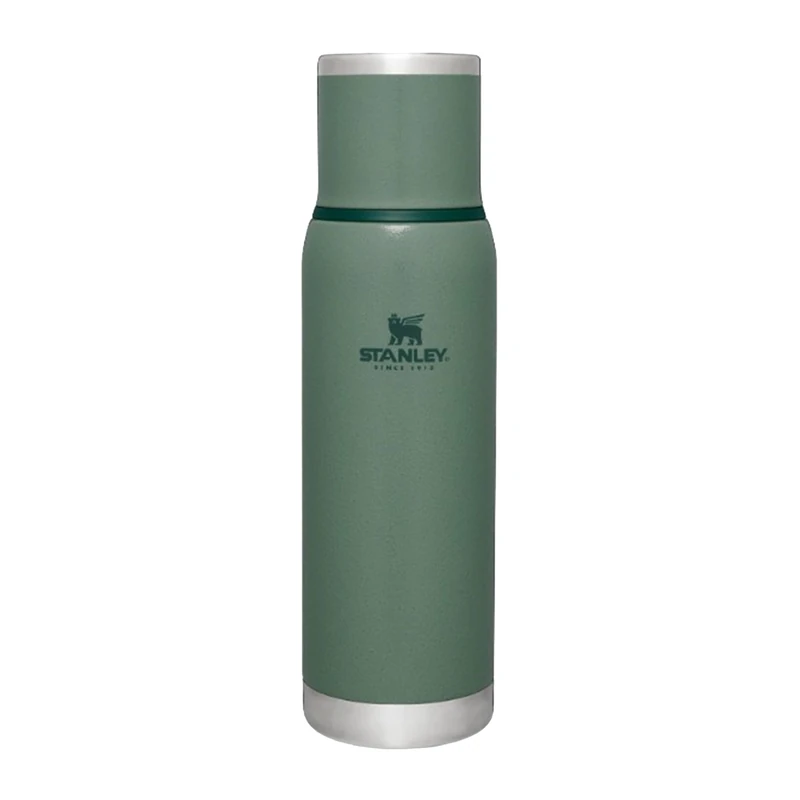 Stanley 1913 Adventure to-Go Thermal Flask 1.0L - 25 Hours Hot - 27 Hours Cold - Leakproof - Insulated Lid - BPA-Free Insulated Bottle - Dishwasher Safe - Coffee Flask - Hammertone Green