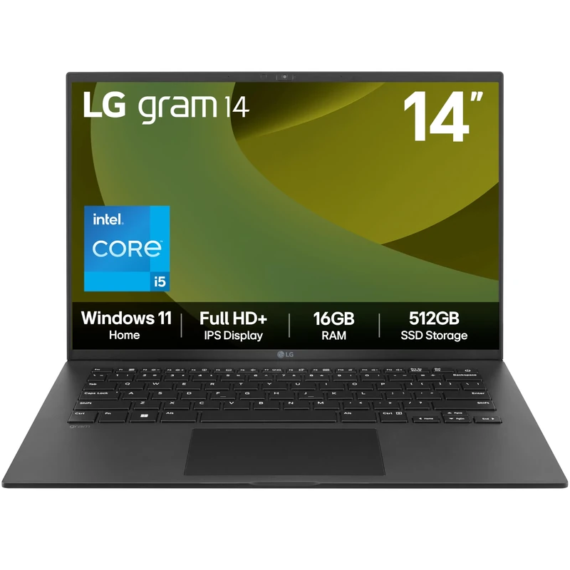 LG gram 14Z90RU - 14 Inch 2.5K IPS Ultra-Lightweight Laptop, Intel Core i5 1334U, 16GB RAM, 512GB SSD, Windows 11 Home, Black (2025)