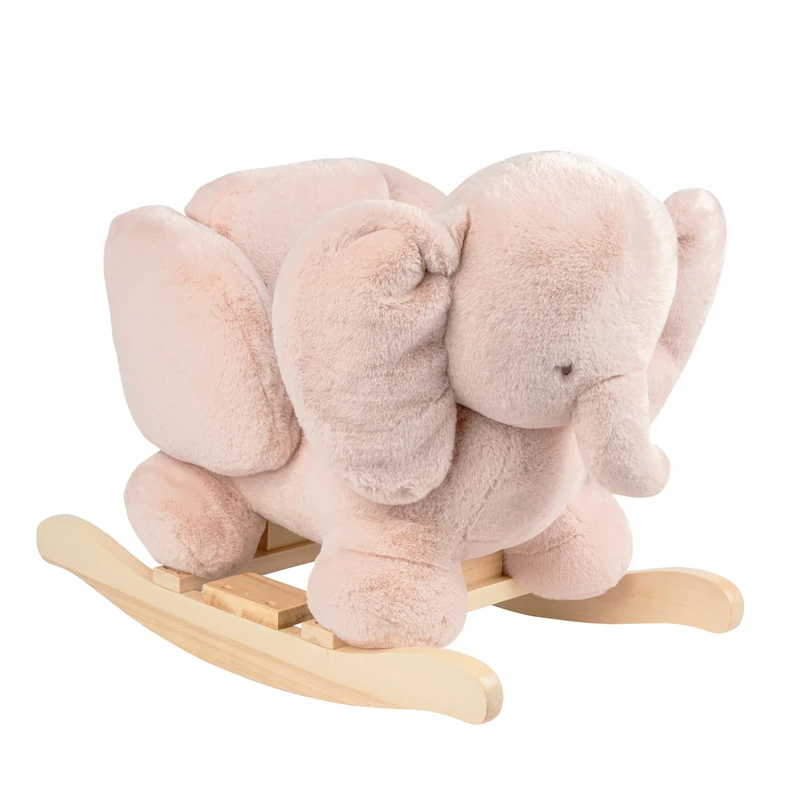 Nattou FanFan Elephant Rocking Animal, Includes Safety Belt, Happy Swinging Back and Forth, 100% Polyester, Dusky Pink