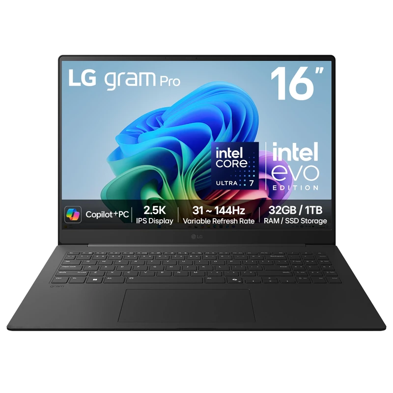 LG gram Pro 16Z90TS - 16 Inch 2.5K IPS Ultra-Lightweight Laptop, Intel Core Ultra 7 258V 47TOPS NPU - EVO Edition, 32GB RAM, 1TB SSD, Windows 11 Home, gram Hybrid AI, Copilot+ PC, Metal Grey (2025)