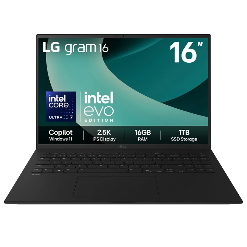 LG gram 16Z90T - 16 Inch 2.5K IPS Ultra-Lightweight Laptop, Intel Core Ultra 7 255H - EVO Edition, 16GB RAM, 1TB SSD, Windows 11 Home, gram Hybrid AI, Copilot, Black (2025)