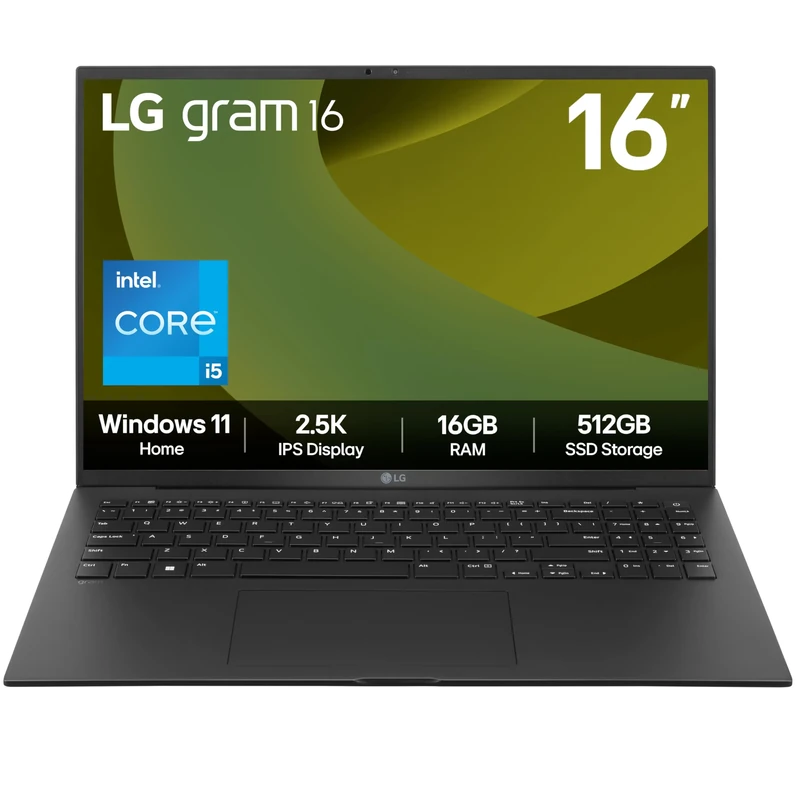 LG gram 16Z90RU - 16 Inch 2.5K IPS Ultra-Lightweight Laptop, Intel Core i5 1334U, 16GB RAM, 512GB SSD, Windows 11 Home, Black (2025)