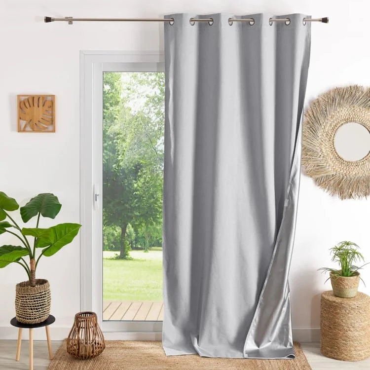 Home Maison Thermal Blackout Curtain Winter Summer 140 x 260 cm Grey with Eyelets and Removable Lining