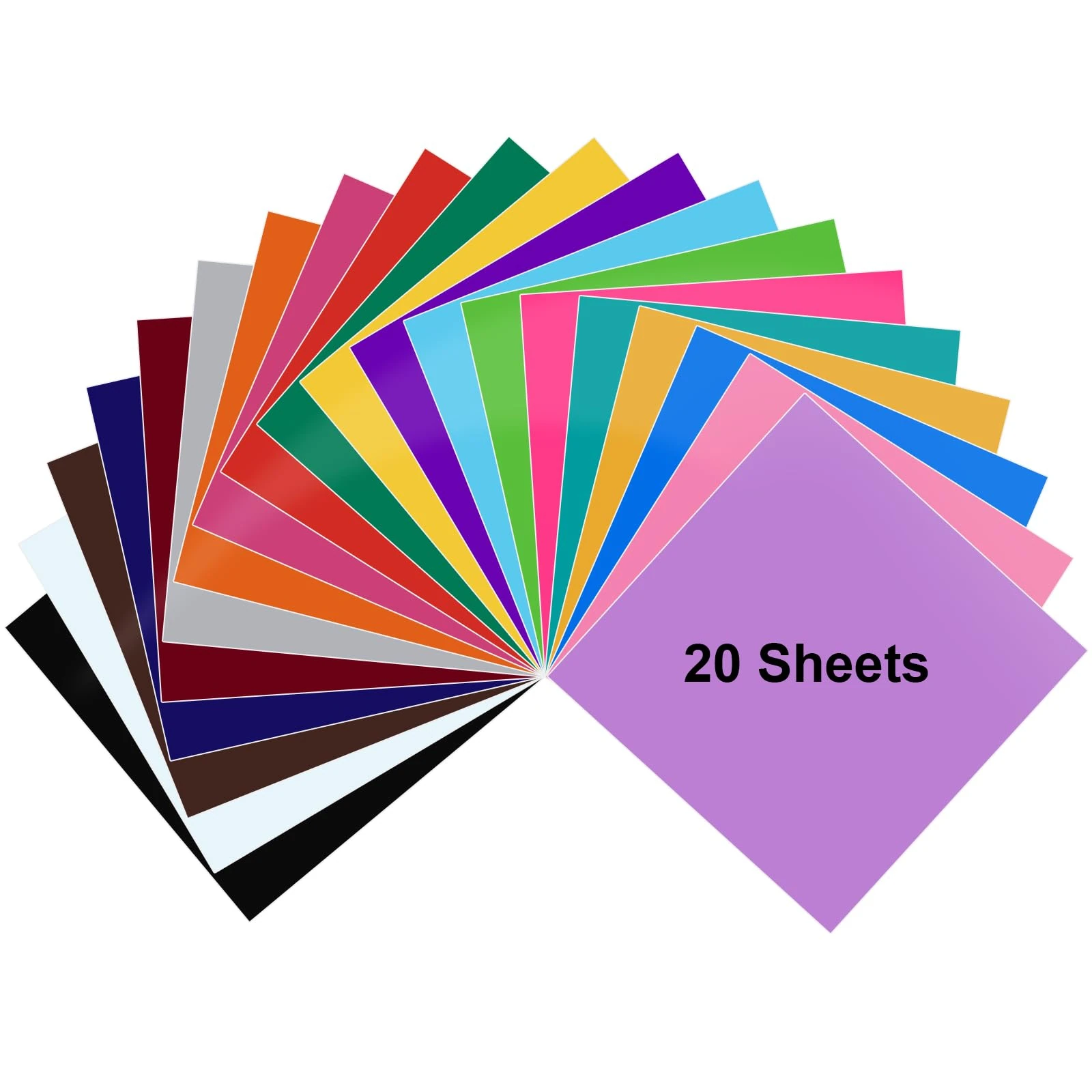 Euqvunn 20 Pack Permanent Vinyl 12" x 12" - Premium Multi-Color Vinyls for Crafting, Decals, Signs, and DIY Projects - Durable, Easy to Cut and Apply, Ideal for Custom Designs