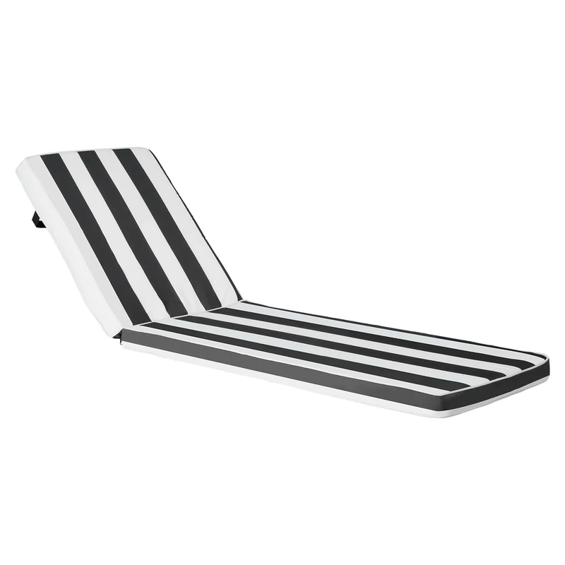 VEVOR Chaise Lounge Cushion, 74 x 22 x 3 in, Set of 2 Outdoor Lounge Chair Cushions, Waterproof & Fade-Resistant Sun Lounger Cushions with Ties, Patio Lounger Pads for Pool Deck, Black & White Stripes