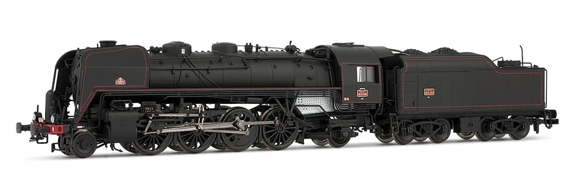 Arnold HN2546S SNCF, 141R 568 with mixed spoke and boxpok wheels and rivetted coal tender, black/red, ep. III, with DCC sound decoder for adults and collectors
