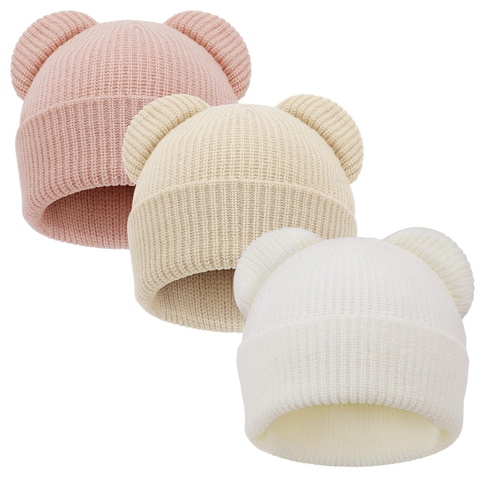 DRESHOW Toddler Beanie Baby Winter Hats Baby Soft Knit Cute Bear Ears Hat for Boys Girls Warm Cap Beanies for 6-24 Months