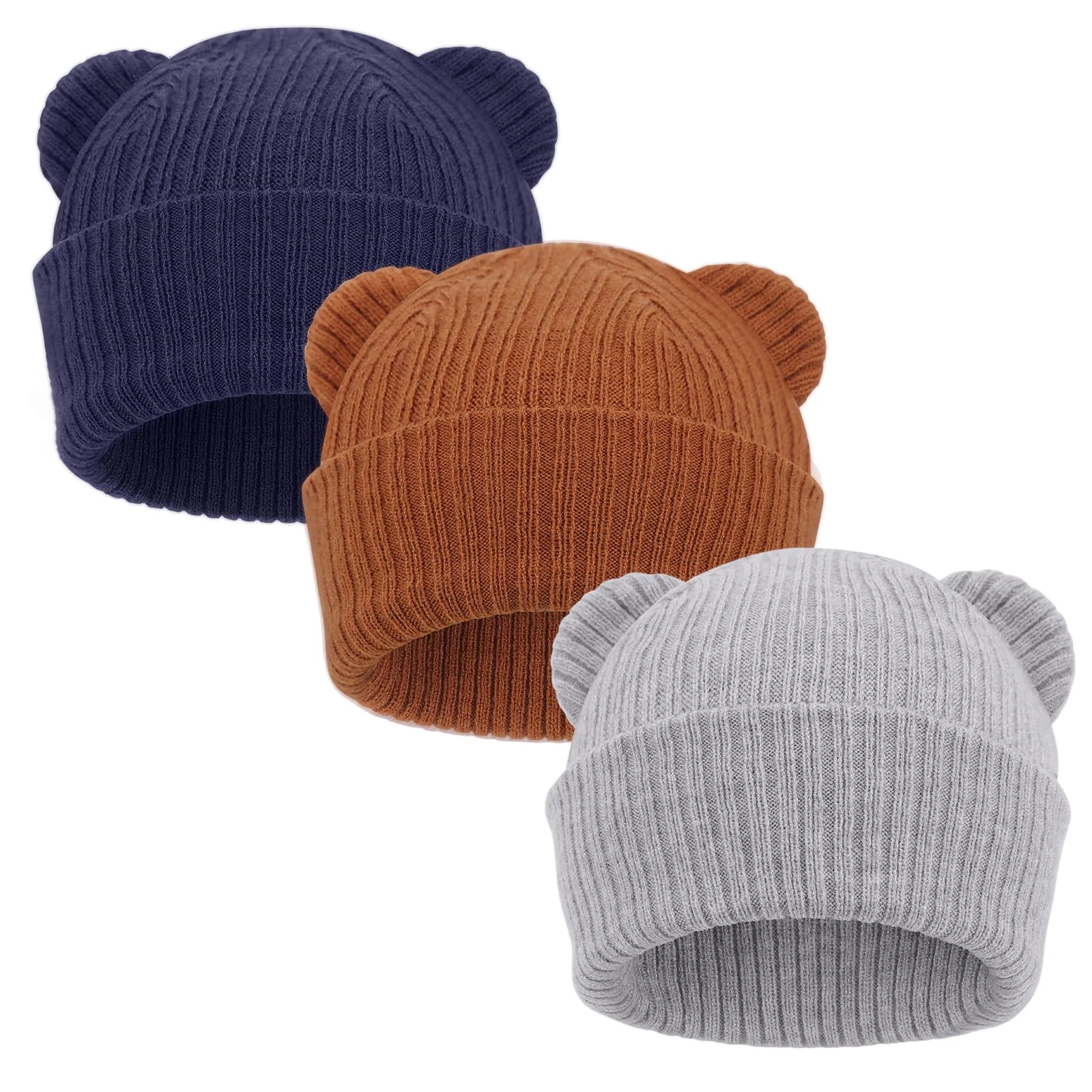 DRESHOW Toddler Beanie Baby Winter Hats Baby Soft Knit Cute Bear Ears Hat for Boys Girls Warm Cap Beanies for 6-24 Months