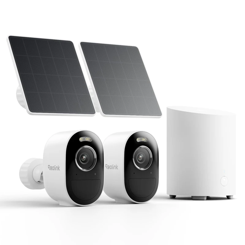 Reolink Solar Security Camera, 5MP, WiFi6 2.4/5GHz, Human Detection, Home Hub Mini with 2x Argus 3 Pro + Solar Panel Lite - Image 1