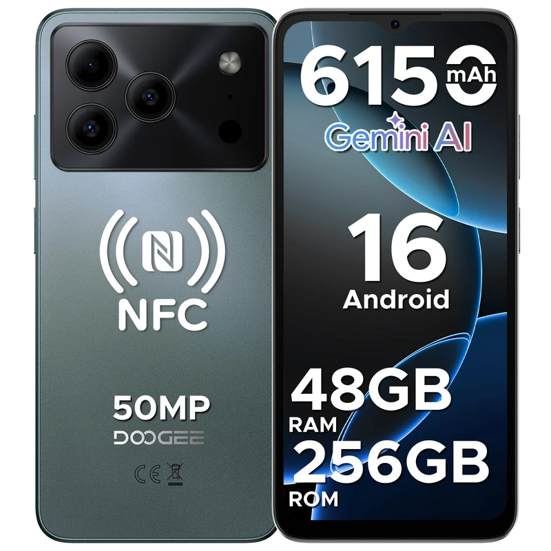 Note 56 Plus Mobile Phones, Android 16 Smartphone, 48GB + 256GB/2TB, 6150mAh & 6.56 HD+ 90Hz Display, 50MP Camera, 4G Dual Sim Free Unlocked Phones, Face ID/Fingerprint/NFC/OTG