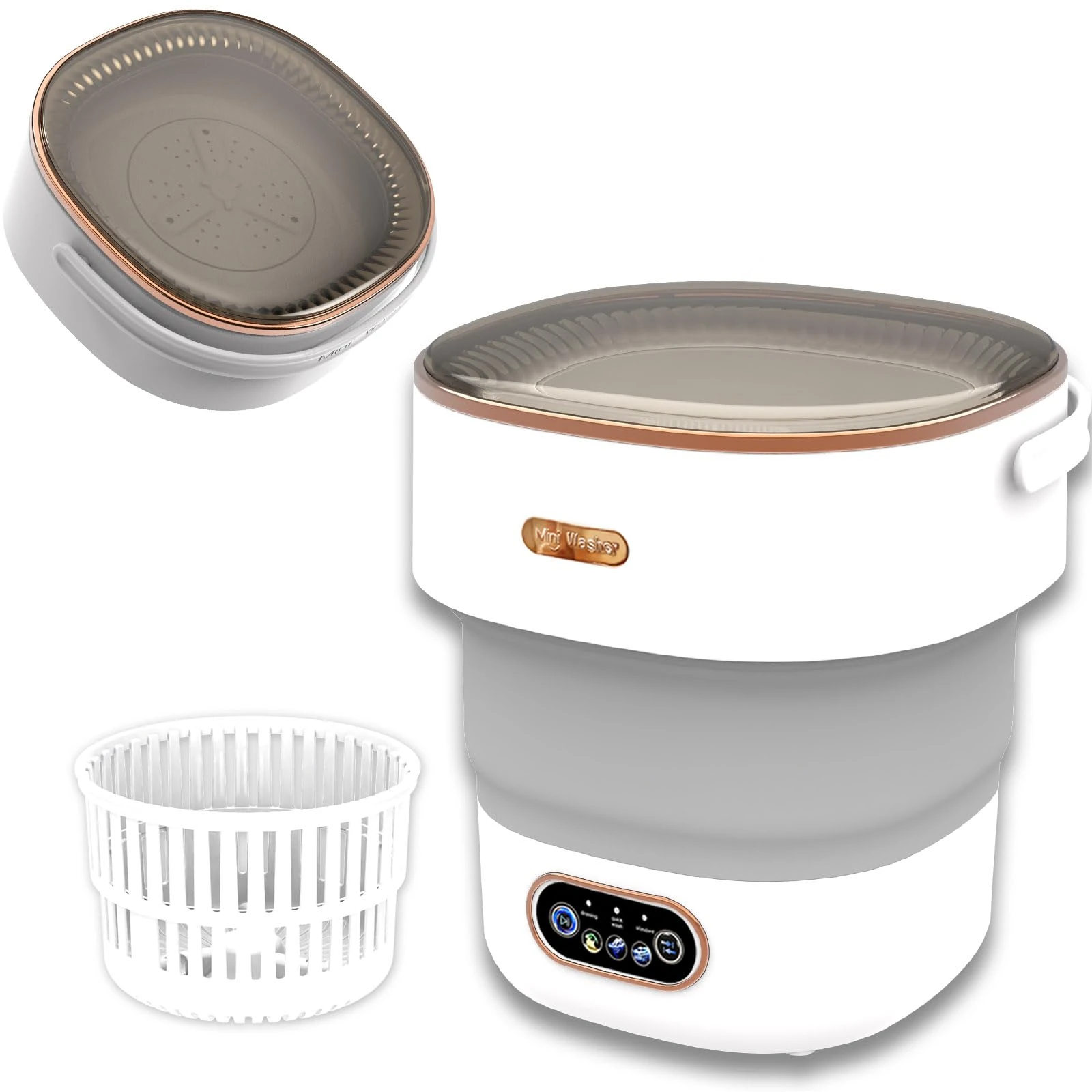 Portable Washing Machine, 16L 2.3kg 2 in 1 Mini Washing Machine with Cleaning of Underwear, Baby Clothes, Socks, Shorts, Portable Washe Suitable for Apartments, Dorm, Camping, RV, Grey