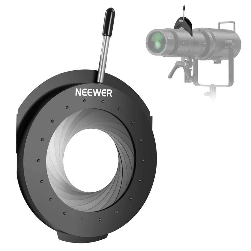 NEEWER Iris Shutter for LS-300 Spotlight Snoot Only, Heat Resistant 5-60mm Adjustable Aperture Leaf Blade Shutter Diaphragm for Studio Continuous Output Lighting LED Video Light Spot Control, CSS3 - Image 1