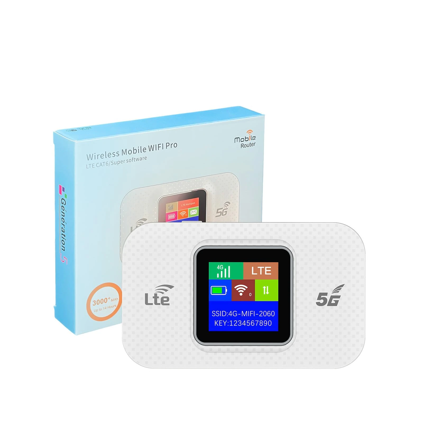 Portable Wifi Hotspot, 4G MiFi Router with SIM Card Slot,300Mbps Speed, 3000mAh Battery, Mobile WiFi Router Dongle Connects Up to 10 Devices,High Compatibility