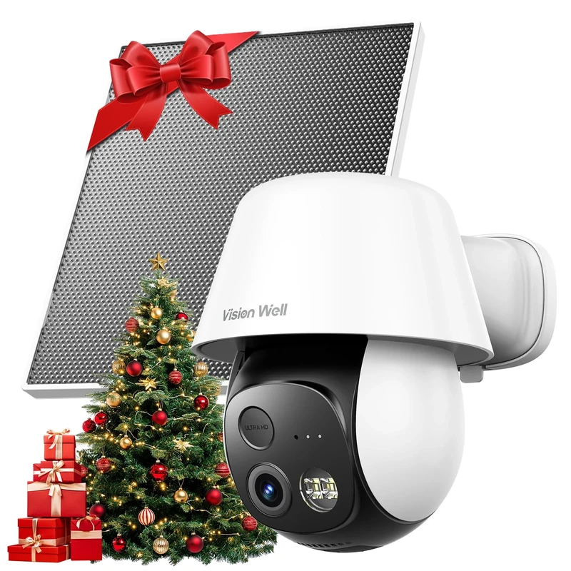 Solar Security Camera Outdoor Wireless, 2K 360° Pan-Tilt Wi‑Fi with AI Human Detection, Spotlight & Siren, Colour Night Vision, 2-Way Audio, Battery Powered, IP65, SD/Cloud Storage