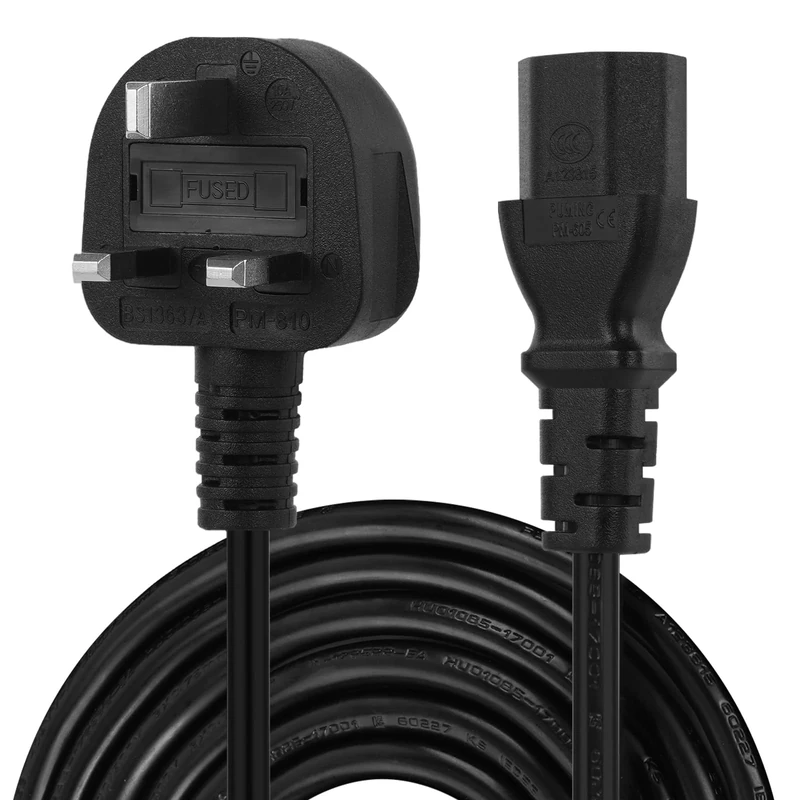 XINYUWIN Monitor Power Cable UK 3 Prong Kettle Lead IEC C13 Universal AC Power Cord Replacement, for Samsung, Dell, Sony, HP, LED LCD Smart TV and PC, Printerfor (3M/10FT)