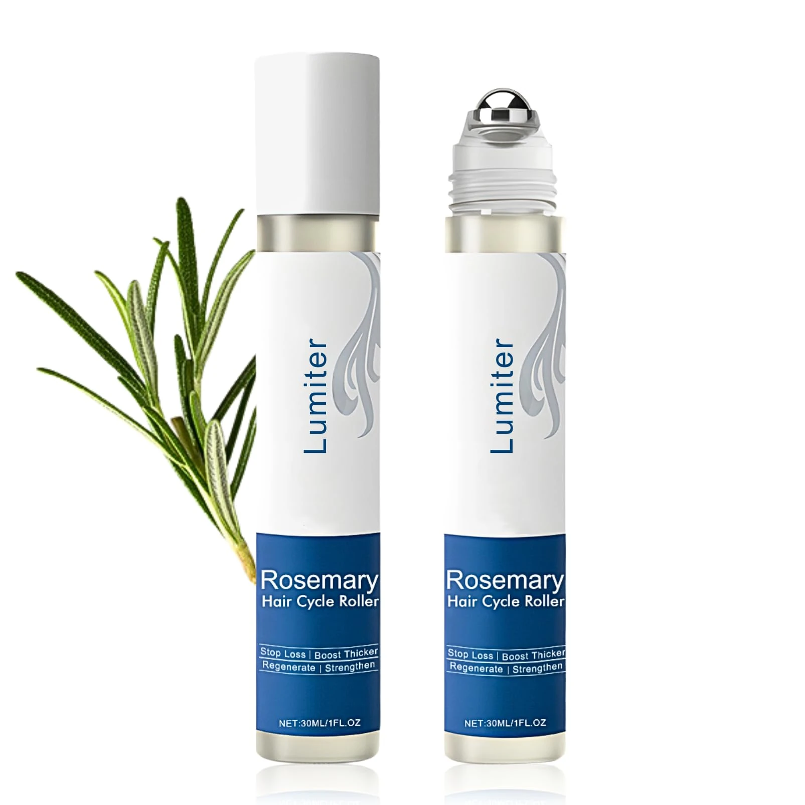 Rosemary Hair Growth Serum Roll On, Rosemary Oil Roller Promotes Hair Growth & Stimulates Hair Follicles, Hair Fall Control Serum, Hair Loss Treatments for Women Men, 2PCS*30ML