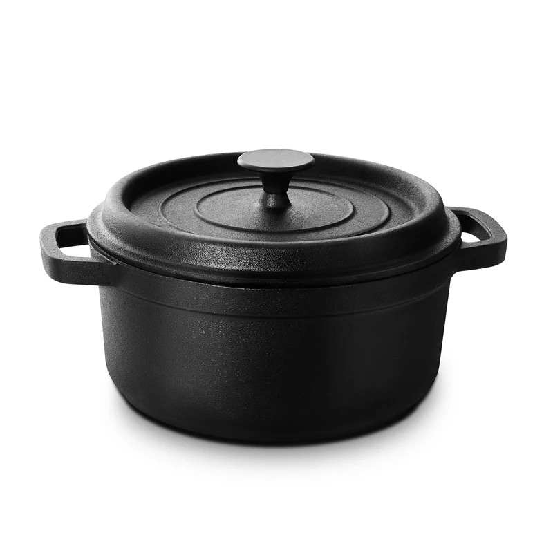 Warmiehomy Cast Iron Pot,5L Heavy Duty Pre-Seasoned Cookware Dutch Oven Pot with Lid,Non-Stick Cast Iron Dutch Oven with Two Handles for Indoor Outdoor,26cm