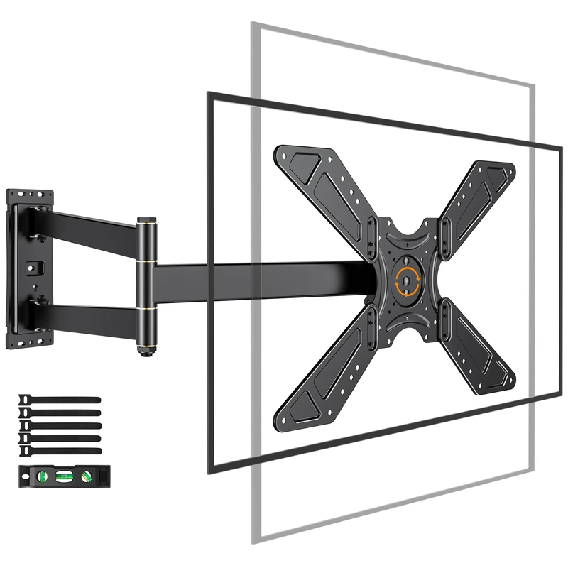 WHYFONE TV Wall Bracket Mount for 32-75 Inch TVs, Long Reach 850mm TV Wall Bracket, 180° Rotation Landscape to Portrait Corner TV Wall Mount Bracket Holds up to 50kg max. VESA 600x400mm