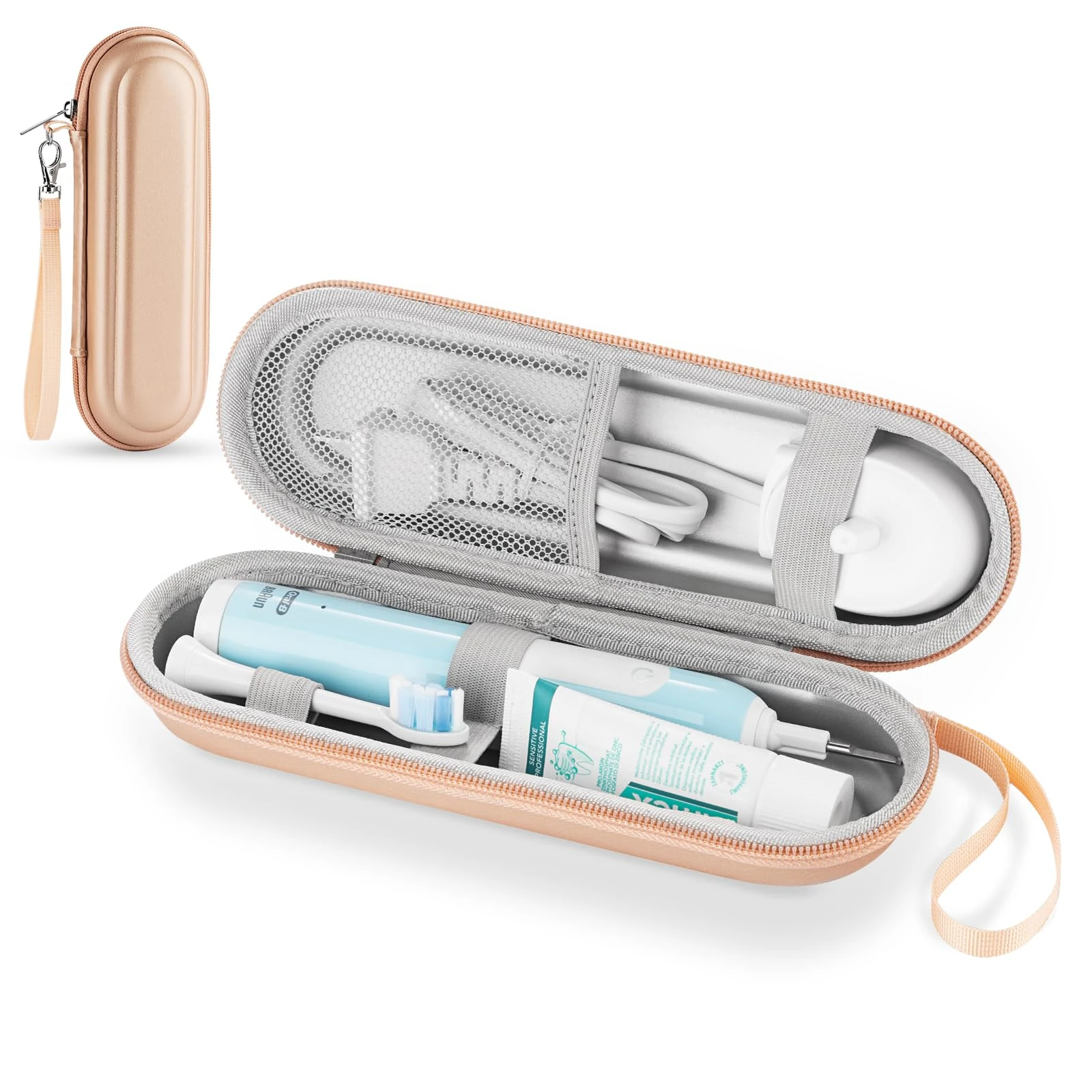 TYSORETY Toothbrush Travel Case for Oral-B/Oral-B Pro/Philips Sonicare Electric Toothbrush, Portable Travel Toothbrush Case (Gold)