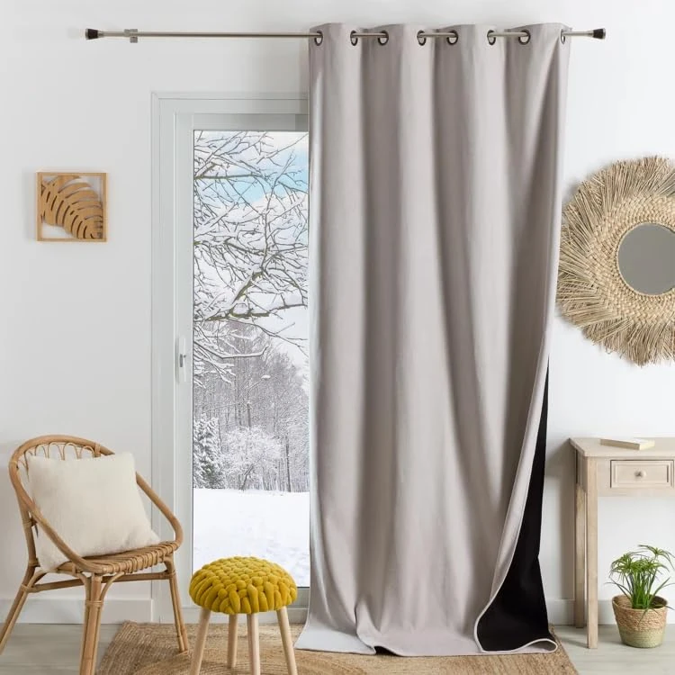 Home Maison Phonic and Semi-Blackout Thermal Curtain – 140 x 300 cm – Natural Curtain – 8 Gun Eyelets – Ready to Hang - Image 1