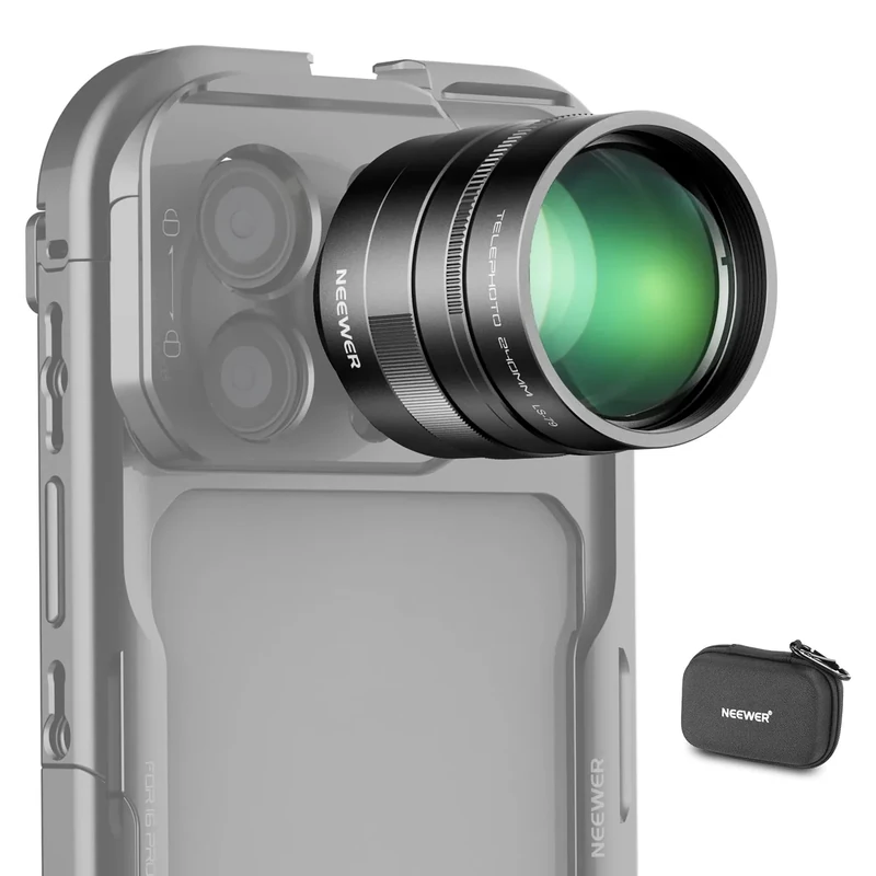 NEEWER 2x Converter for Phone Camera Telephoto Lens Only, 240mm Teleconverter 7 Elements in 5 Groups, 17mm Thread Compatible with NEEWER Phone Cage iPhone Android Samsung Xiaomi, LS-79