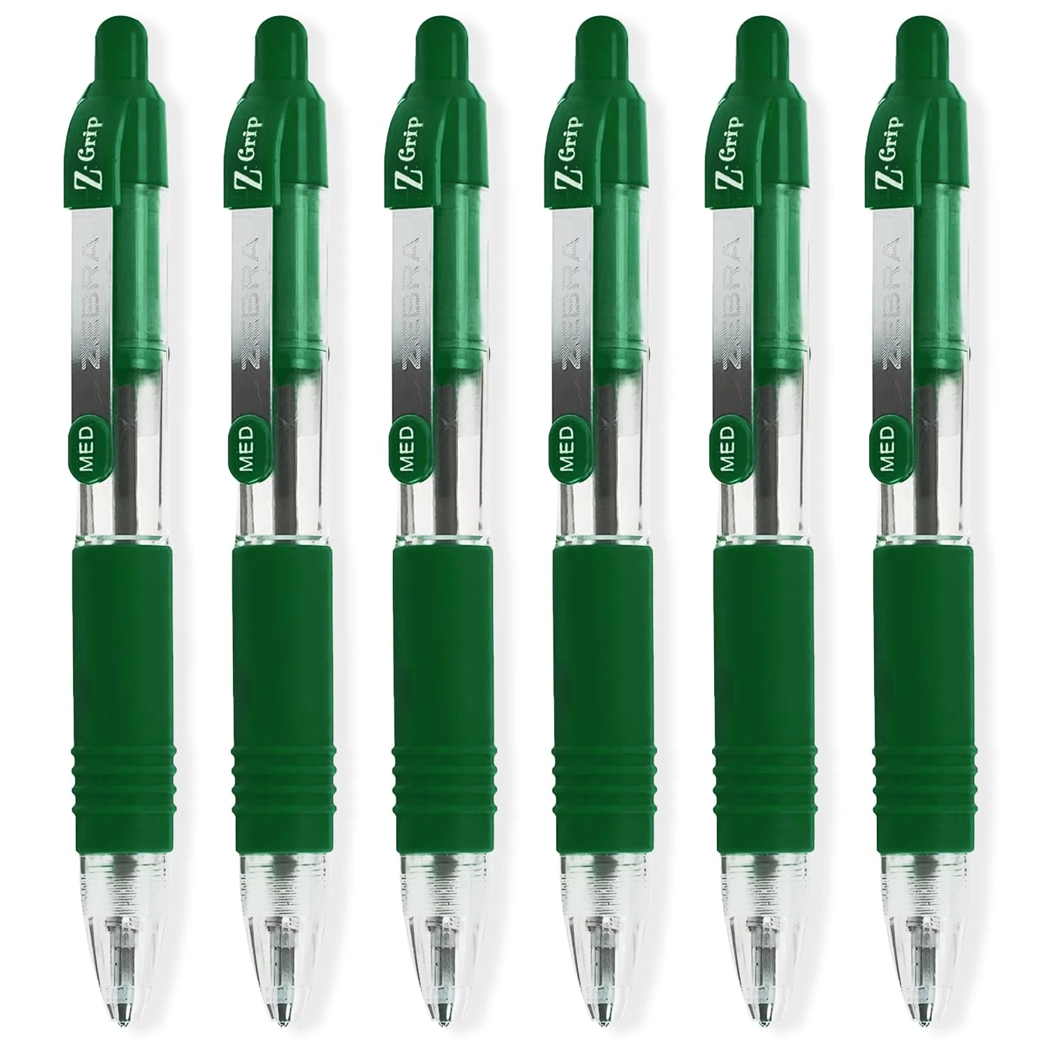 Zebra Pen Z-Grip Mini Ballpoint Pens - 11.4cm Length - Green Ink - Pack of 6