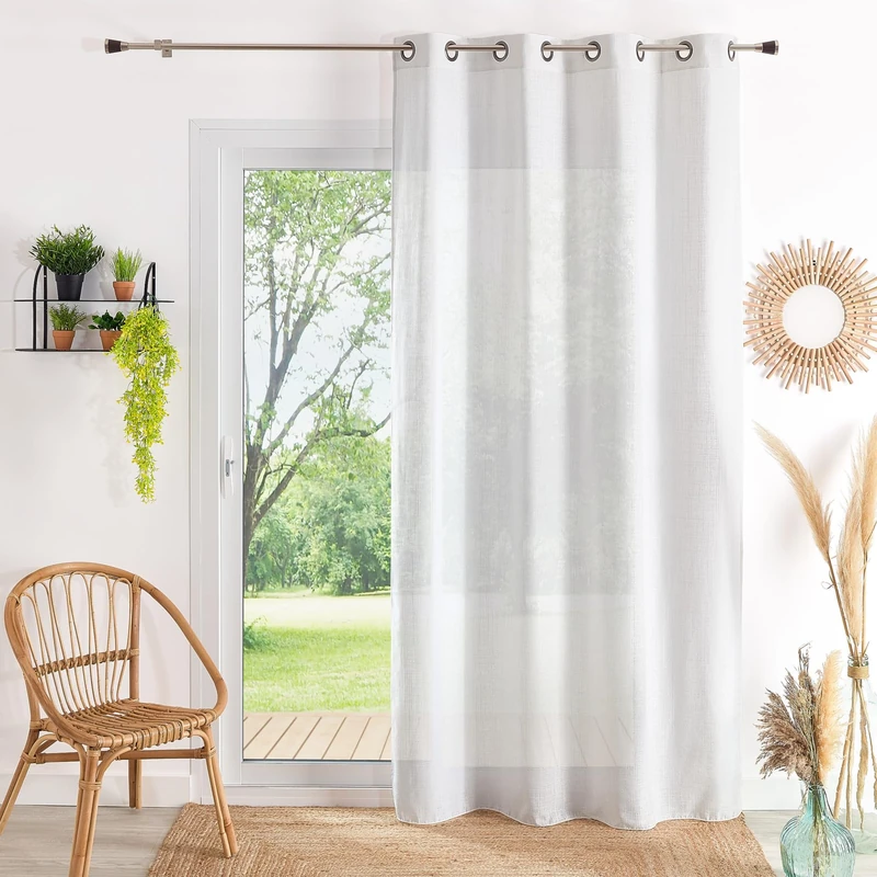 Home Maison QABANE M1 Fire Retardant Net Curtain with Reinforcement Tape - Polyester - ERP Safety - Transparent Sifting Fabric - for Hotels Restaurants Offices - 300 x 260 cm - White