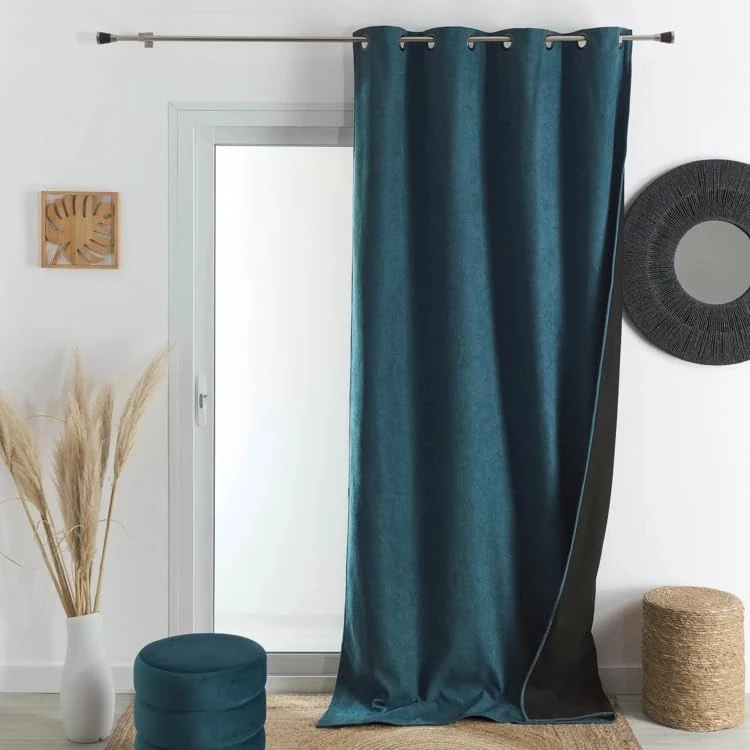 Home Maison Phonic and Semi-Blackout Thermal Curtain 140 x 300 cm Peacock Blue with 8 Gun Eyelets Ready to Hang - Image 1