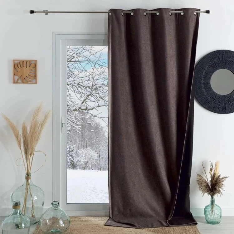 Home Maison Phonic and Semi-Blackout Thermal Curtain – 140 x 300 cm – Taupe – 8 Gun Eyelets Ready to Hang - Image 1