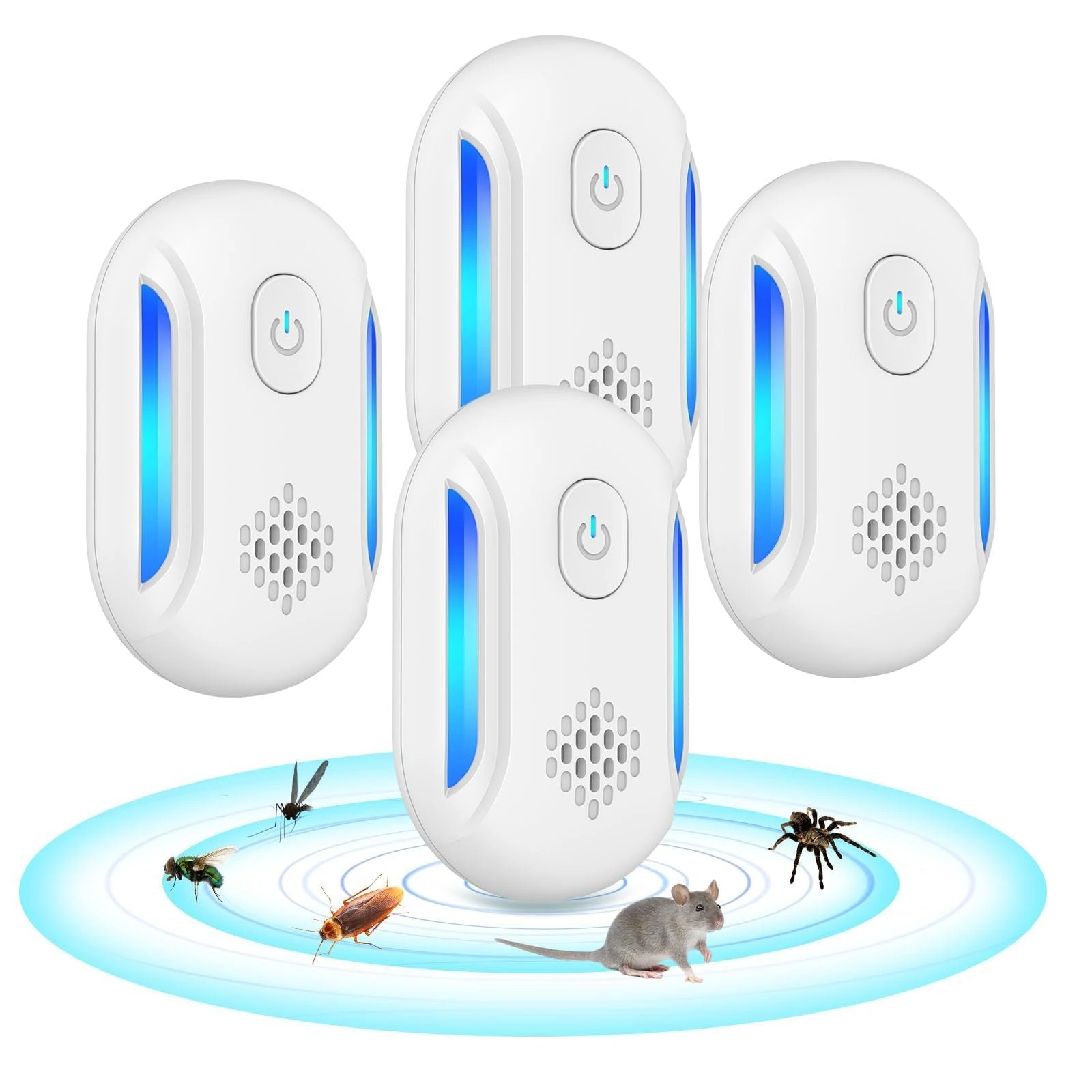 DOBWGXZ 4 Pack Ultrasonic Pest Repeller, Powerful Mice Repellent, Insect Repellent Plug In, Effective Pest Control for Rat, Spider, Cockroach, Rodent Etc, Safe for Humans and Pets