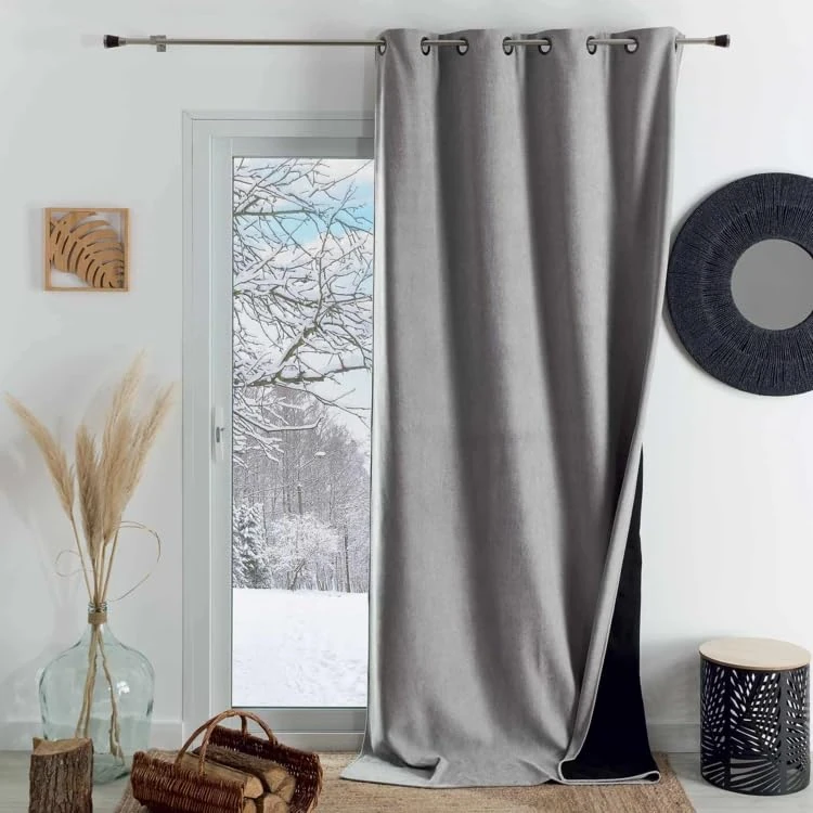 Home Maison Phonic and Semi-Blackout Thermal Curtain 140 x 300 cm Pearl Grey with 8 Gun Eyelets Ready to Hang - Image 1