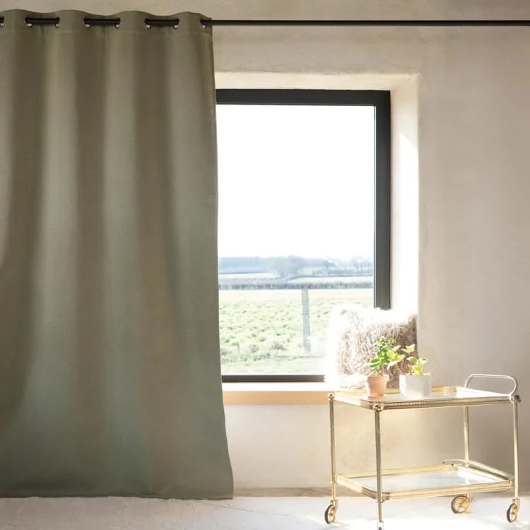 Phonic Thermal Blackout Curtain - 135 x 260 cm - Khaki - 8 Round Eyelets with Reinforcement Strip - Ready to Hang
